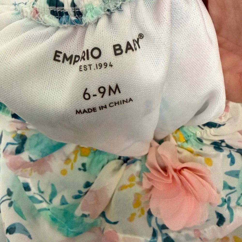 Carters & Emprio Baby Girl Floral Romper and Top Set 6 6-9 Months Pink Teal Boho
